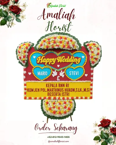 Karangan Papan Bunga Pernikahan di Gandasoli
